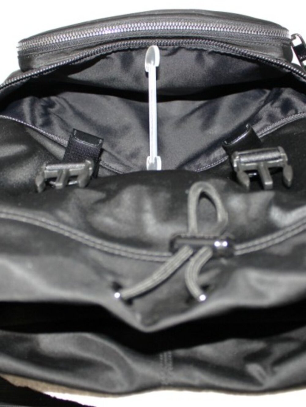 Michael Kors Black Nylon Backpack Logo Strap Buckle Drawstring Travel Bag - Picture 7 of 12
